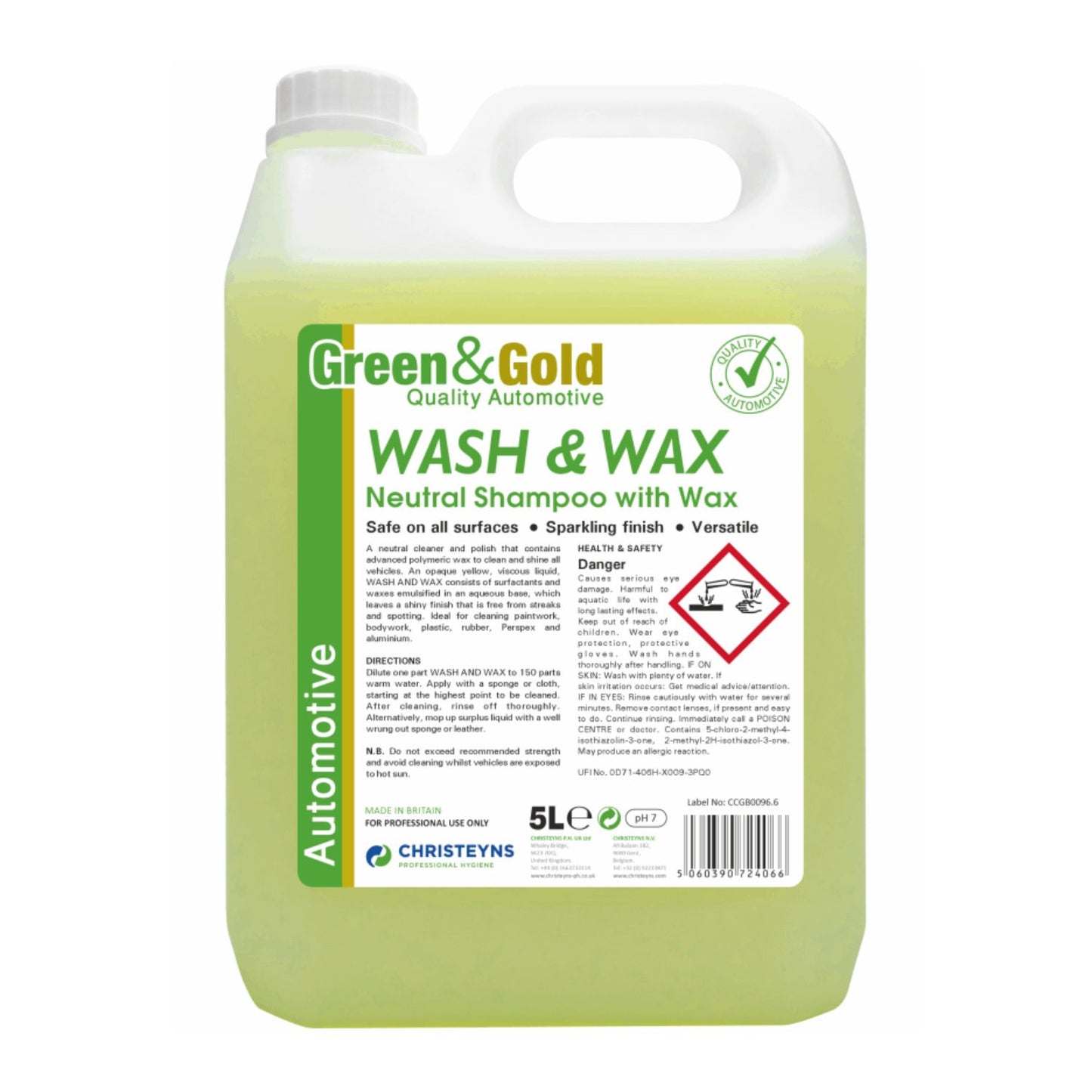 Clover Wash & Wax Green & Gold 5litre