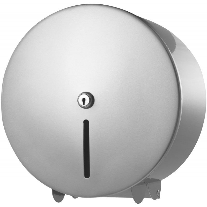 QD Steel, SILVER Metal Jumbo Toilet Roll Dispenser H325xW313xD125mm