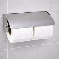 Dolphin Polished Double Stainless Steel Lockable Toilet Roll Dispenser (BC267B)