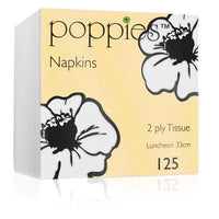 Poppies White 2ply Lunch Napkins 4 fold 33cm (2000)