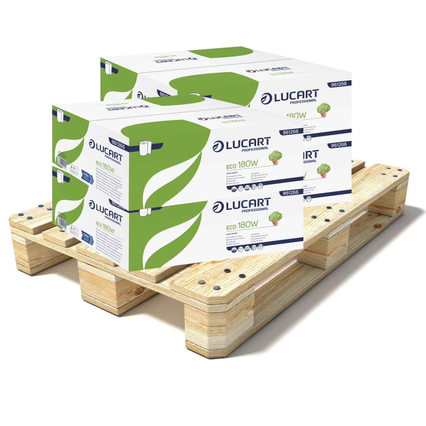 Pallet Lucart White Recycled Roll Towel 1ply 150m x 200mm 6/case (70 cases) 861266