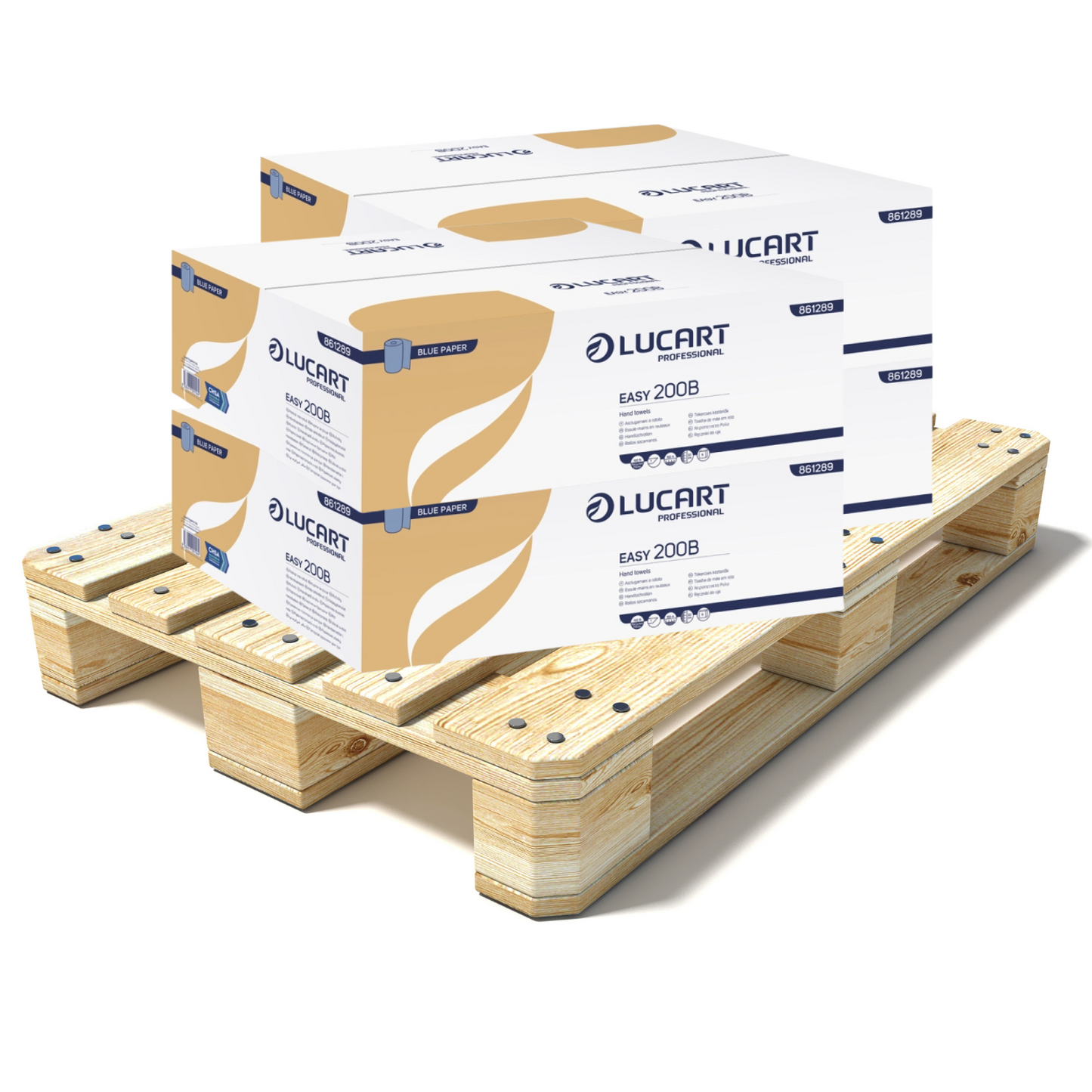 Pallet Lucart Blue Recycled Roll Towel 1ply 180m x 200mm 6/case (50 cases) 861289
