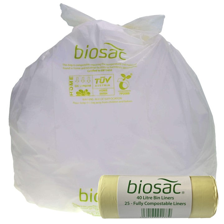 BIOSAC 40litre Compostable Swing Bin Liners 620x780mm (Roll of 25)