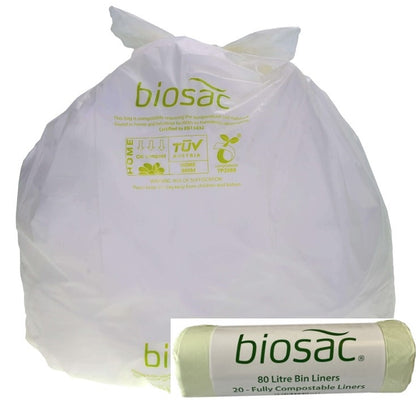 BIOSAC 80litre Compostable Refuse Sack 820x1000mm (Roll of 20)