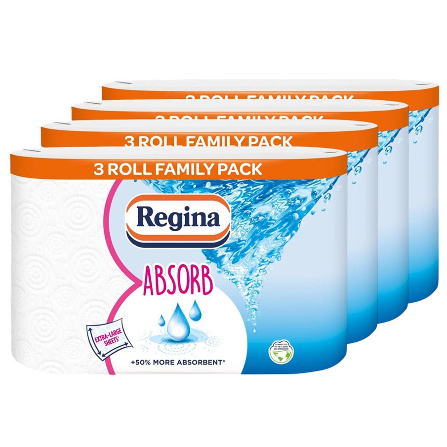 Regina Kitchen Rool Regina Absorb Premium Kitchen Rolls 3pack x 4 (12 rolls) – Click Cleaning