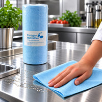Blue Disposable Microfibre Wipes on a Roll, 125sheet