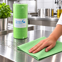 Green Disposable Microfibre Wipes on a Roll, 125sheet