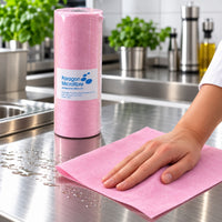 Red/Pink Disposable Microfibre Wipes on a Roll, 125sheet