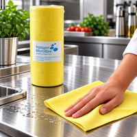 Yellow Disposable Microfibre Wipes on a Roll, 125sheet