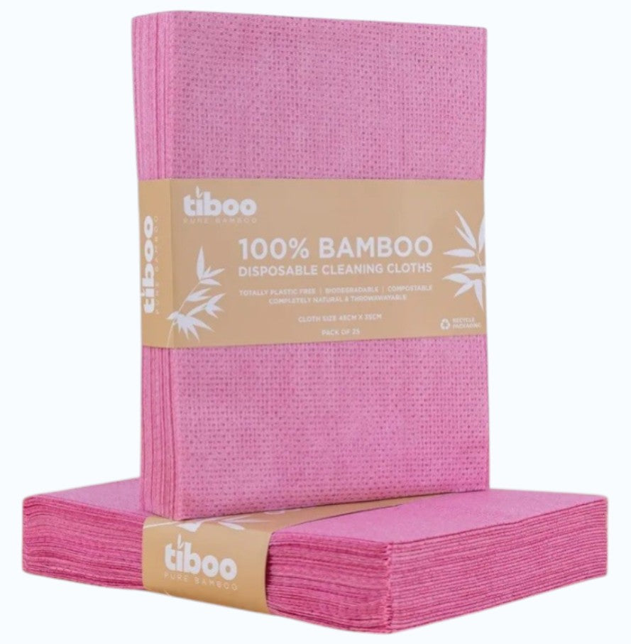 Tiboo Red (pink) Bamboo Heavy Duty Cloths 60gsm 48x35cm (pack of 25 ...
