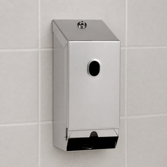 QD Steel, SILVER Metal Double Toilet Roll Dispenser H308xW130x130mm