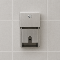 QD SS, Brushed Stainless Steel Dual Toilet Roll Dispenser H245xW140xD160mm