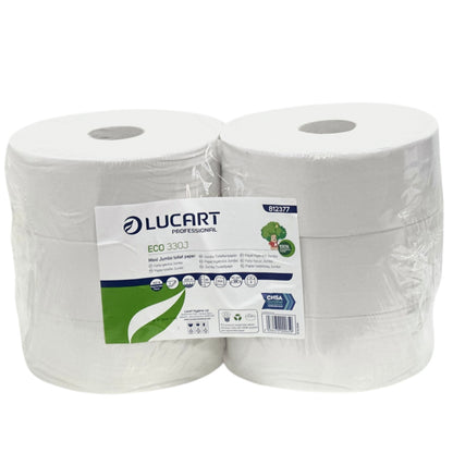 Lucart Jumbo Recycled Toilet Rolls 2.25" Core 6x300m 812395
