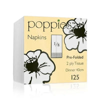 Poppies White 40cm 2ply Dinner Napkins 8 fold (2000)