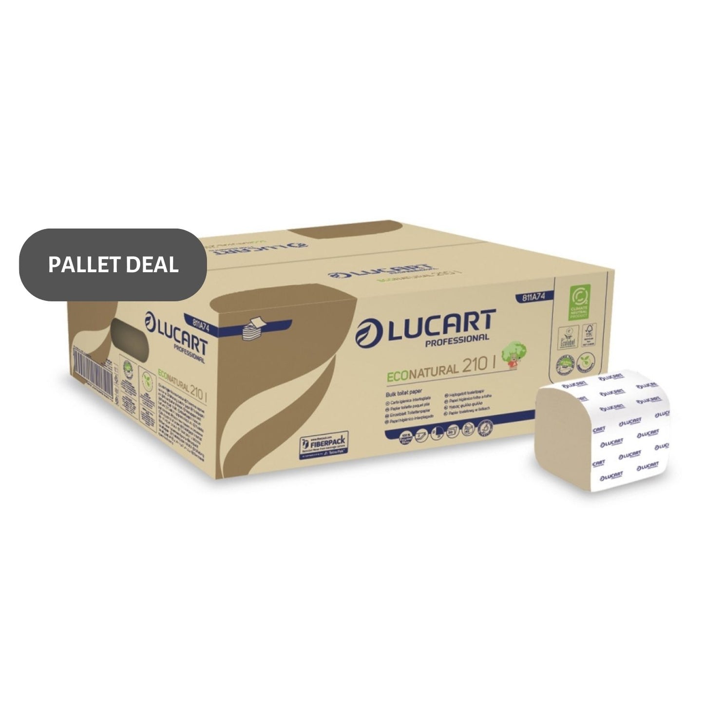 Pallet Lucart EcoNatural Bulk Pack T/Tissue 2ply 8400sh/case (40 cases) 811A74