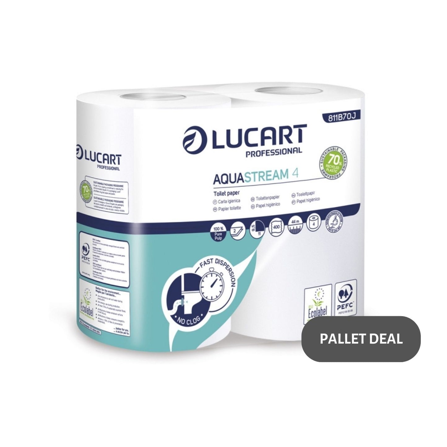 Pallet Lucart AquaStream 4 T/Rolls 2ply 44m 56/case (28 cases) 811B70J