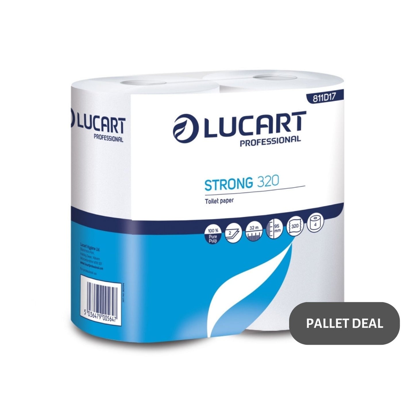 Pallet Lucart Pure T/Rolls 2ply 28.8m 36/case (66 cases) 811D17E
