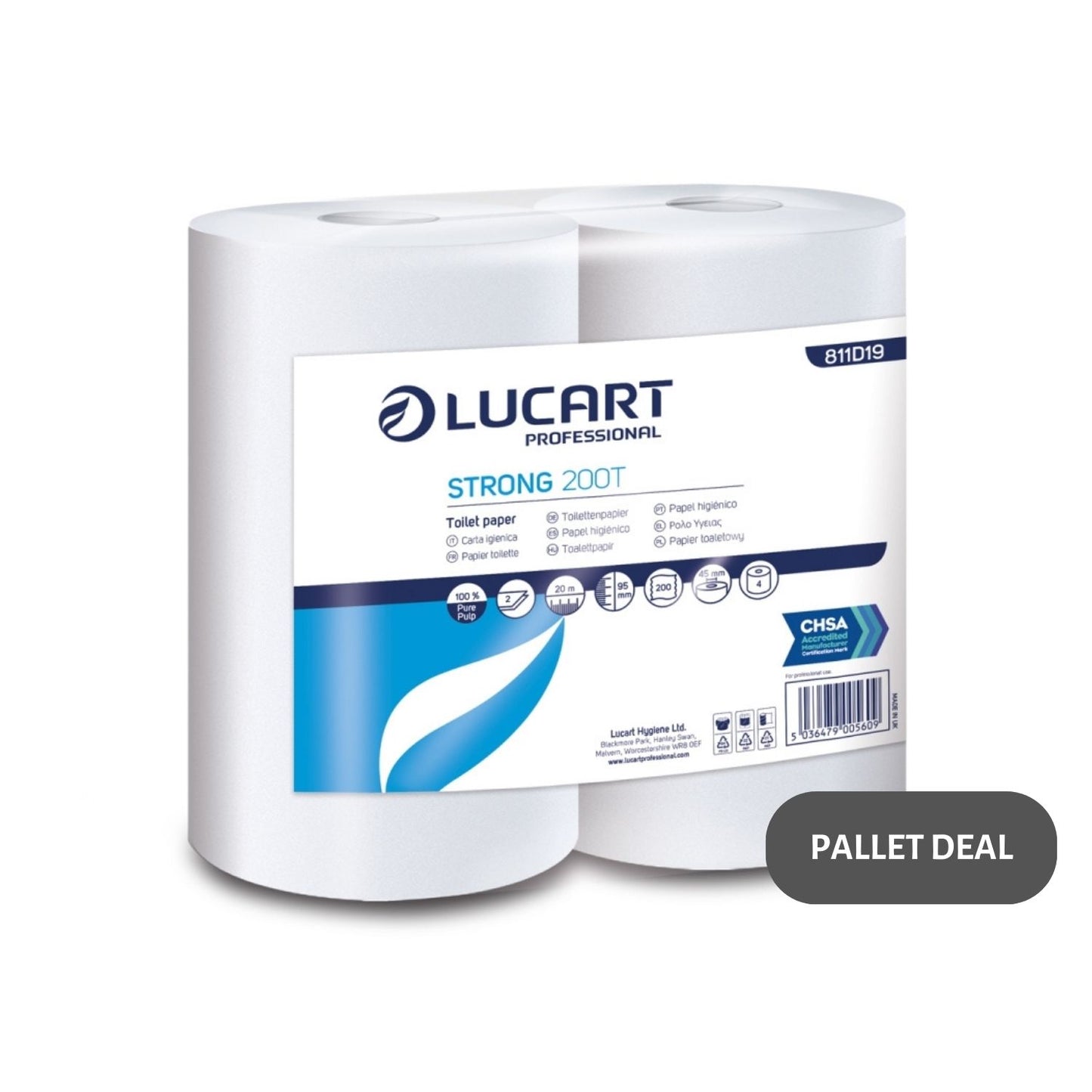 Pallet Lucart Pure T/Rolls 2ply 18m 36/case (88 cases) 811D19E