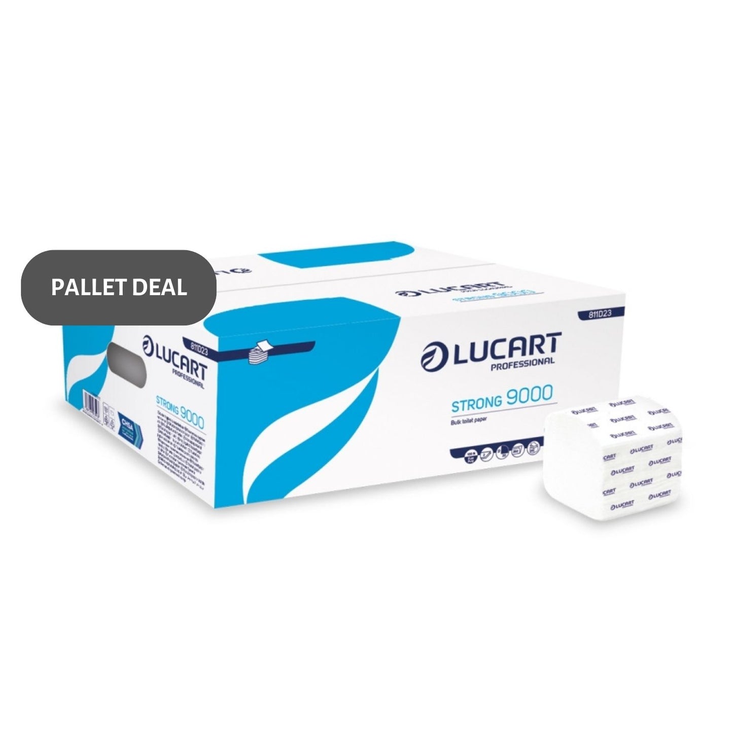 Pallet Lucart Pure Bulk Pack T/Tissue 2ply 9000sh/case (54 cases) 811D23