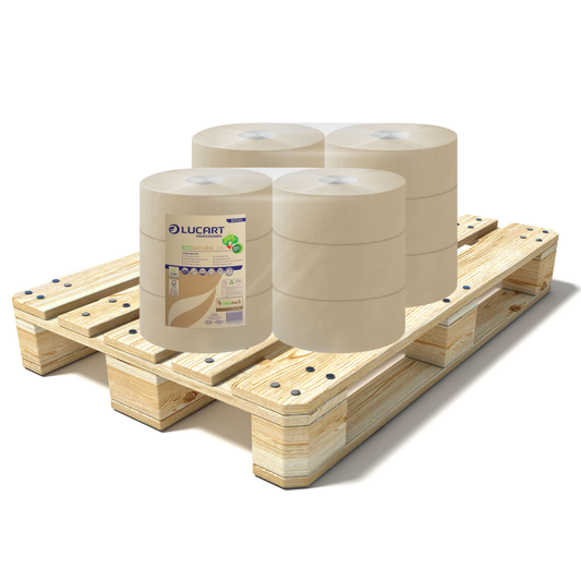 Pallet Lucart EcoNatural 2.25" Std Jumbo T/Rolls 2ply 300m 6/case (56 cases) 812140AP