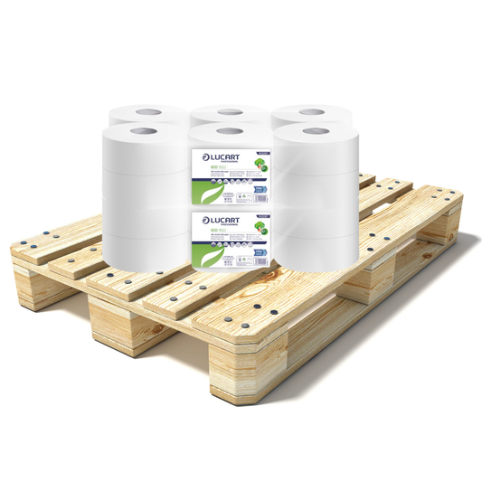Pallet Lucart Recycled 2.25" Mini Jumbo T/Rolls 2ply 150m 12/case (77 cases) 812297