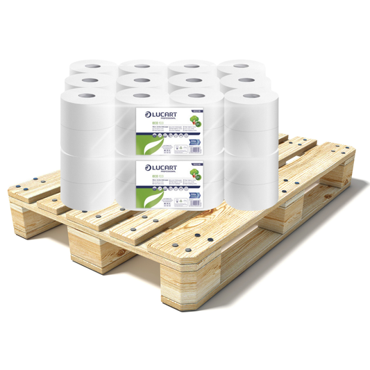 Pallet Lucart Recycled Micro Jumbo T/Rolls 2ply 125m 24/case (55 cases) 812316