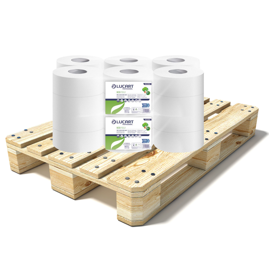 Pallet Lucart Recycled 3" Mini Jumbo T/Rolls 2ply 150m 12/case (77 cases) 812350