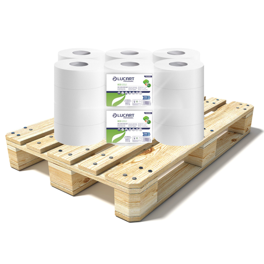 Pallet Lucart Recycled 3" Mini Jumbo T/Rolls 2ply 200m 12/case (55 cases) 812355