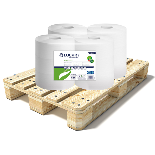 Pallet Lucart Recycled 2.25" Midi Jumbo T/Rolls 2ply 250m 6/case (70 cases) 812372