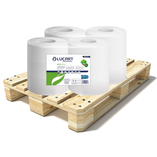 Pallet Lucart Recycled 3" Midi Jumbo T/Rolls 2ply 250m 6/case (70 cases) 812374