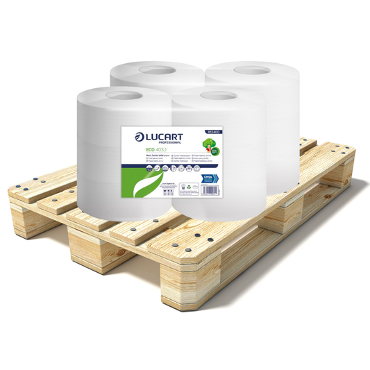 Pallet Lucart Recycled 3" Std Jumbo T/Rolls 2ply 400m 6/case (64 cases) 812400