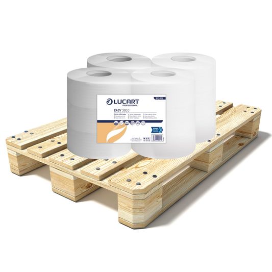 Pallet Lucart Recycled 3" Std Jumbo T/Rolls 1ply 390m 6/case (70 cases) 812415