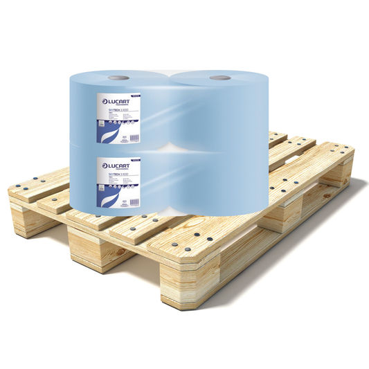 Pallet Lucart Blue Recycled Floorstand Roll 3ply 360m x 225mm 2/case (30 cases) 851279A