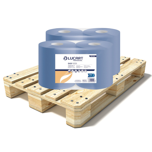 Pallet Lucart Blue Recycled Floorstand Roll 2ply 360m x 280mm 2/case (56 cases) 851412