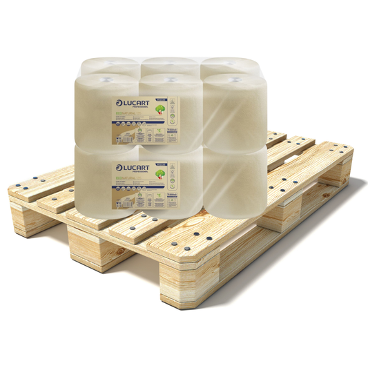 Pallet Lucart EcoNatural C/feed Rolls 2ply 135m x 21.0cm 6/case (44 cases) 852226A
