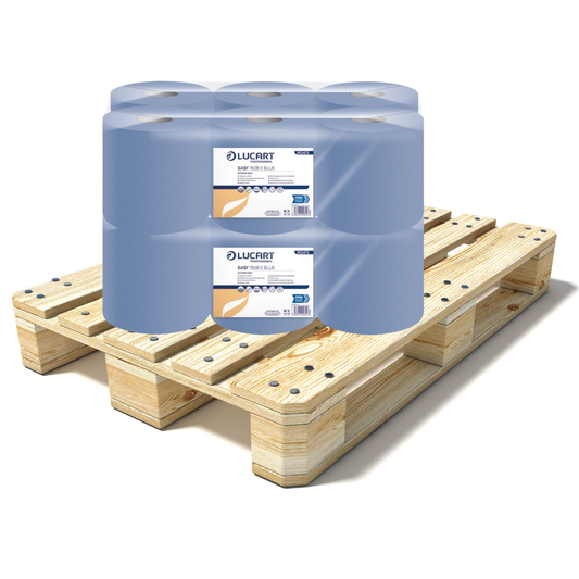 Pallet Lucart Blue Embossed C/feed Rolls 2ply 150m x 17.5cm 6/case (66 cases) 852473