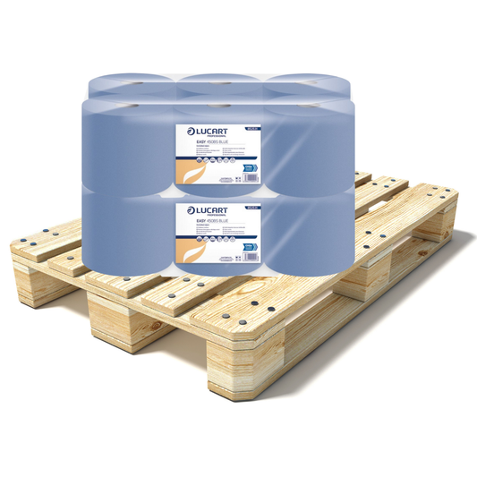 Pallet Lucart Blue Flat C/feed Rolls 2ply 180m x 19cm 6/case (55 cases) 852531