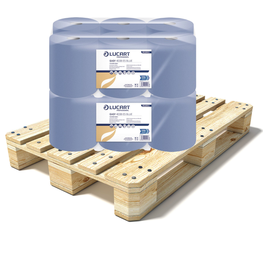 Pallet Lucart Blue Embossed C/feed Rolls 2ply 120m x 16.6cm 6/case (84 cases) 852663