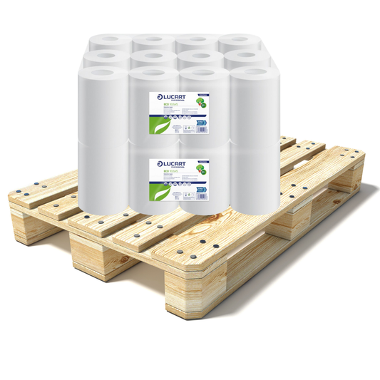 Pallet Lucart White Flat Recycled C/feed Rolls 2ply 60m x 17.5cm 12/case (72 cases) 852666