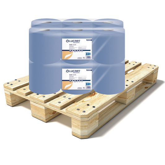Pallet Lucart Blue Embossed C/feed Rolls 2ply 100m x 16.6cm 6/case (84 cases) 852668