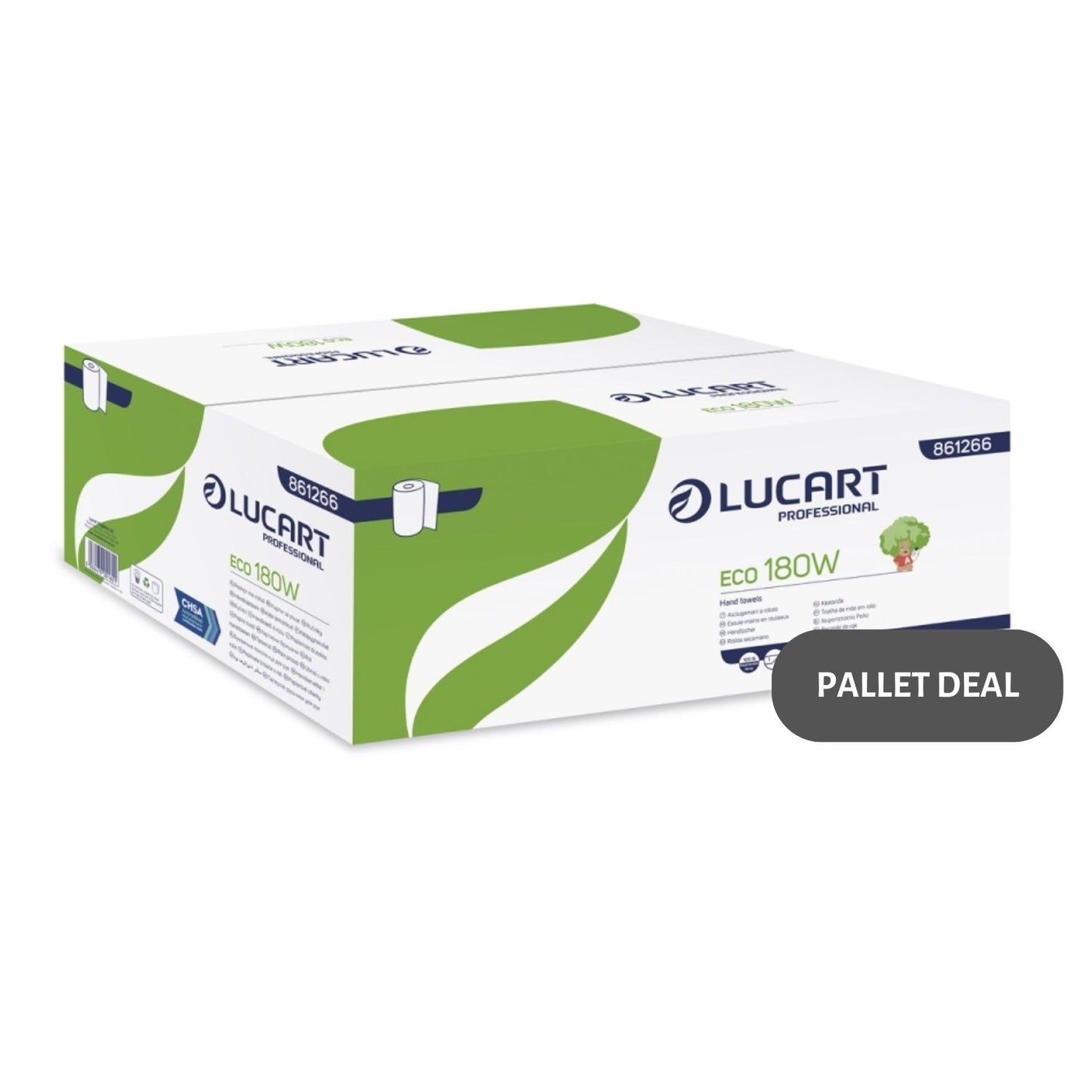 Pallet Lucart White Recycled Roll Towel 1ply 150m x 200mm 6/case (70 cases) 861266