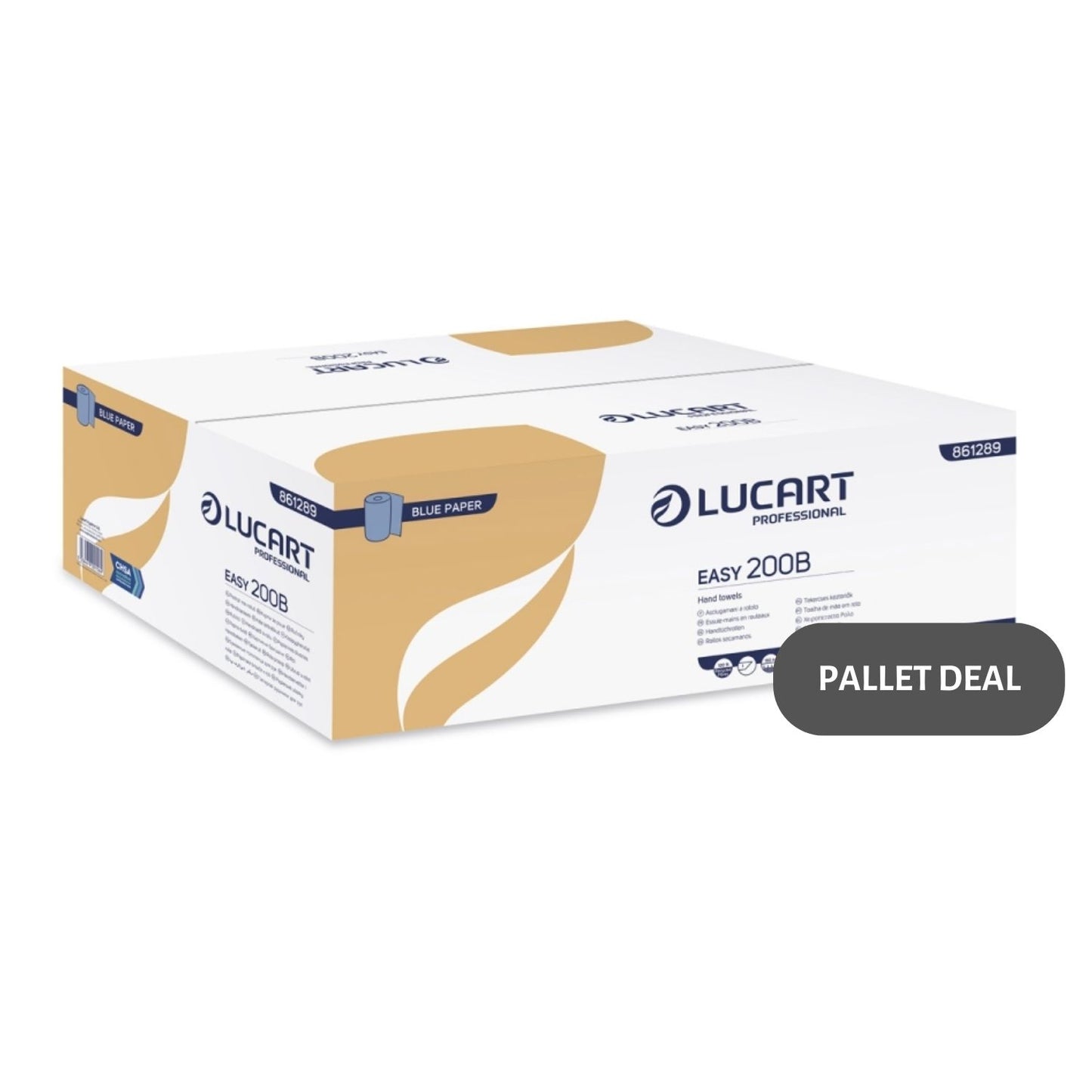 Pallet Lucart Blue Recycled Roll Towel 1ply 180m x 200mm 6/case (50 cases) 861289