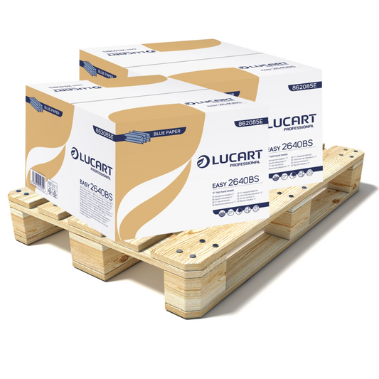 Pallet Lucart Blue Recycled C-Fold Hand Towel 1ply 250x220mm 2640/sh (90 cases) 862085E