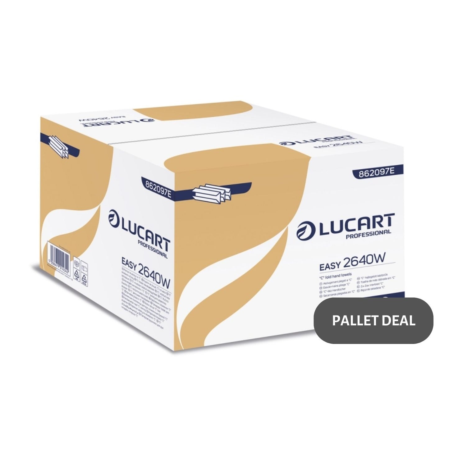 Pallet Lucart White Recycled C-Fold Hand Towel 1ply 250x220mm 2640/sh (90 cases) 862097E