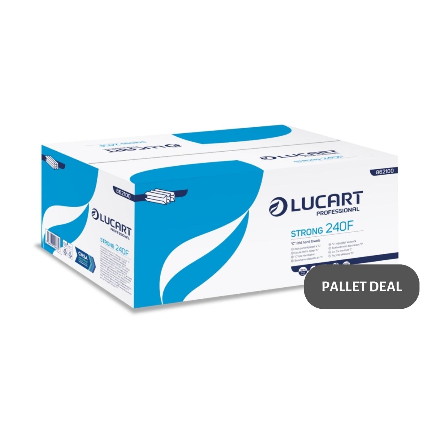 Pallet Lucart White Pure Flushable C-Fold Hand Towel 2ply 310x223mm 2400/sh (54 cases) 862100