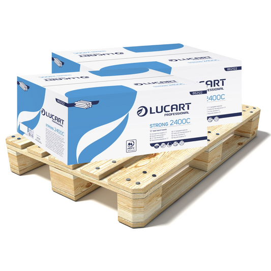 Pallet Lucart White Pure C-Fold Hand Towel 2ply 320x225mm 2400/sh (56 cases) 862122