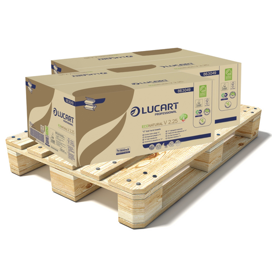 Pallet Lucart Econatural V-Fold Hand Towel 2ply 210x253mm 3000/sh (32 cases) 863049E
