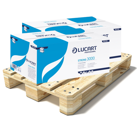 Pallet Lucart White Pure V-Fold Hand Towel 2ply 240x210mm 3000/sh (54 cases) 863116