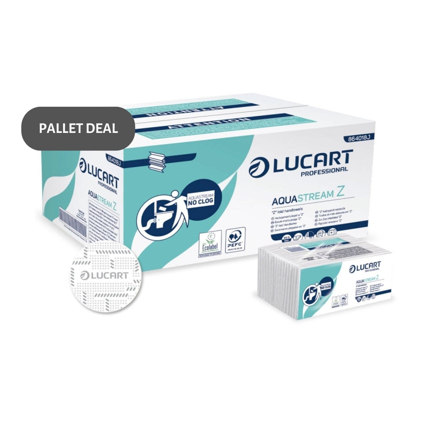 Pallet Lucart AquaStream Z-Fold Hand Towel 2ply 225x240mm 3000/sh (60 cases) 864018J