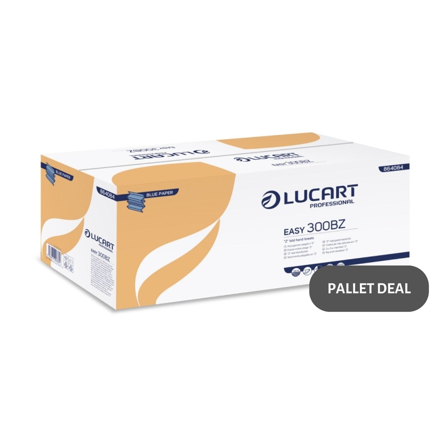 Pallet Lucart Blue Recycled Z-Fold Hand Towel 1ply 240x220mm 3000/sh (90 cases) 864084E